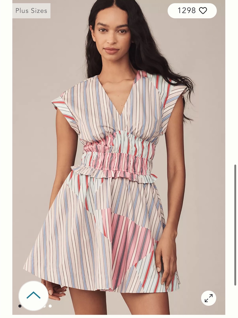 Anthropologie Cap-Sleeve V-Neck A-Line Mini Dress